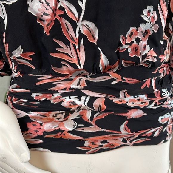 WHBM FLORAL BURNOUT DRAPED BACK BLOUSE - Picture 8 of 12